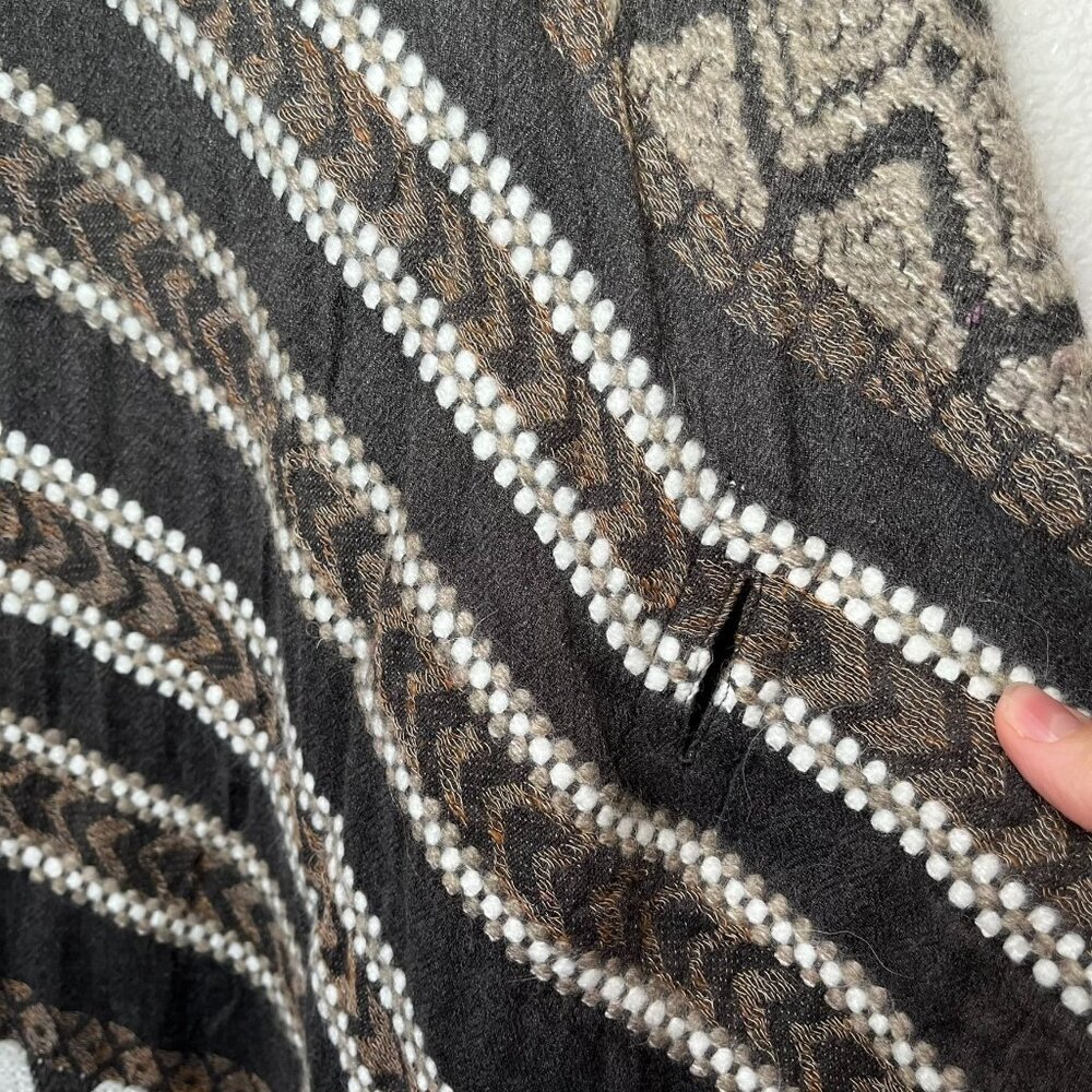 Lucky Brand Open-Front Knit Kimono Cardigan Shawl boho  Fringe Hem One Size - Picture 6 of 11